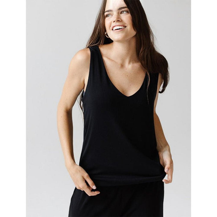 Women's Bamboo Rib Knit V-Neck Tank